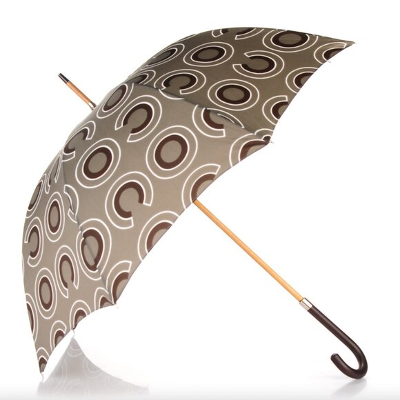 NWD CHANEL 2001 Fall Charcoal Gray Brown Nylon Coco CC Long Umbrella - Picture 1 of 14
